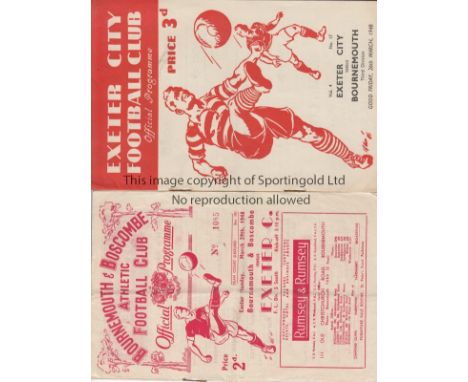 BOURNEMOUTH / EXETER   Both Bournemouth v Exeter City programmes from the 1947/48 season. At Exeter 26th March 1948 (Light ru