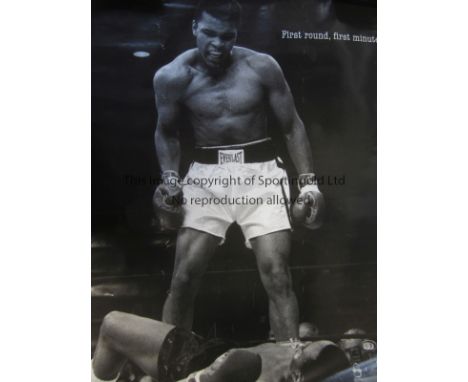 MUHAMMAD ALI        Large 31" X 24" black & white poster of the famous pose by Ali standing over Sonny Liston after knocking 