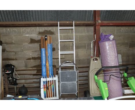 An aluminium folding step ladder together with a set of steps