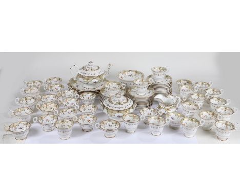 Victorian English porcelain tea and coffee service, comprising nineteen coffee cups, eighteen tea cups, thirty-three saucers,