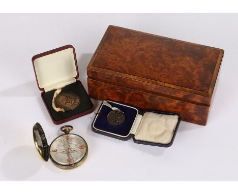Wood Abraham &amp; Co of Liverpool brass compass, together with an 80th Birthday medallion Winston Churchill and another meda