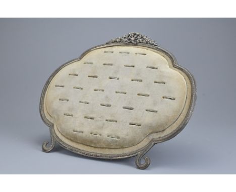 A Victorian multi ring display stand with velvet front. Width approx. 30.5 cm. 