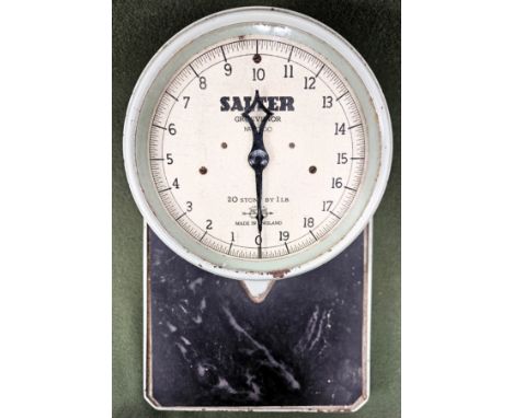 Set of vintage Salter Grosvenor No. 20100 weighing scales.
reasonable used condition scuffs scratches etc