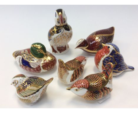 Royal Crown Derby birds, Bakewell Duck limited Edition 421/500 certificate and boxed Puffin first quality, boxed, Partridge, 