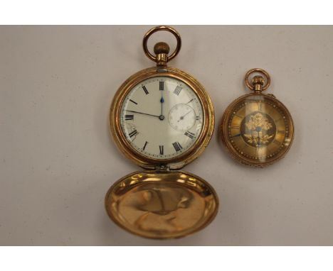 A 14 ct gold engine turned Ladies hunter, with a yellow metal hunter (2)