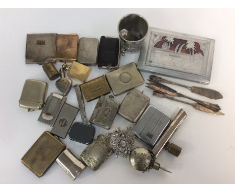 Book match holders, weights vesta cases, pipe tampers, sovereign  purse, agar cutter level, cigarette lighter case 