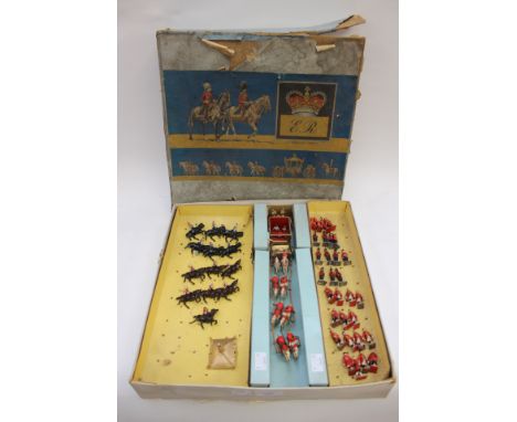 Johillco: A boxed part Coronation Coach set, comprising, Coronation Coach and eight horses, four Beefeaters, eleven guardsman