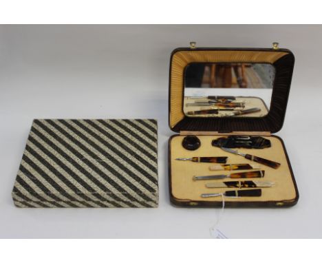 1950's / 1960's era Nail Care Vanity set. Mock Tortoiseshell. In original case within outer cardboard box packaging. Made by 