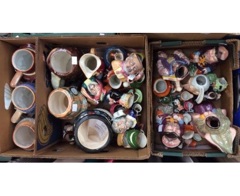 A large collection of Artone Pottery character jugs, various sizes including miniatures including Tom Cobleigh etc, together 