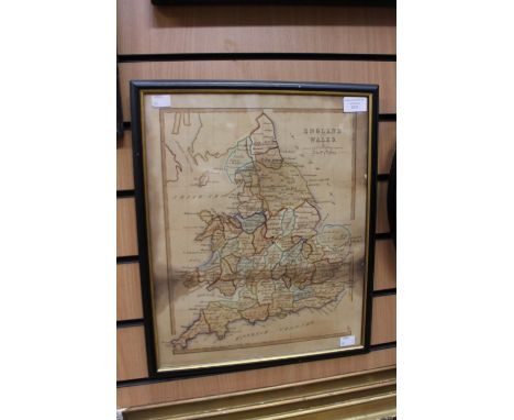 19th-century manuscript map of England &amp; Wales by Master J. Fisher, the title and scale border is engraved (printed) but 