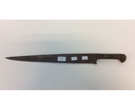 Indo-Persian steel bladed short sword with 43cm long balde and with horn handle. No scabbard.