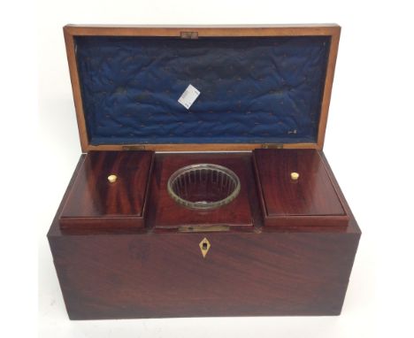 Mahogany tea caddy including mixing bowl (not original)
