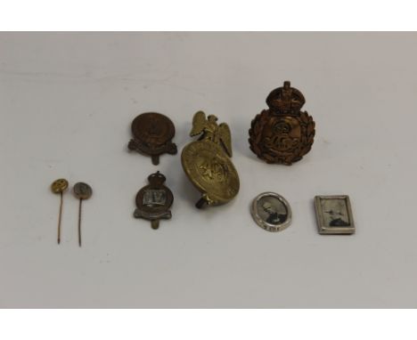 WW1 Interest: Minature Silver framed photos of Field Marshall John French: stick pin made from a Field Marshall's button: pho