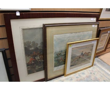 Fox Hunting Interest. Collection of three 19th Century hand-coloured aquatint etchings after Alken and Herring, 1830s, framed