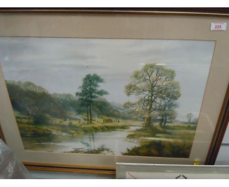 A vintage full colour print of river bank after Spencer