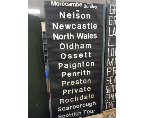 A vintage transport related destination roller blind for train tram or bus with national interest