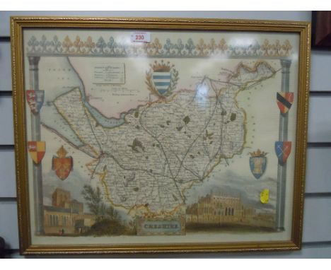 A vintage map print for the county of Chester