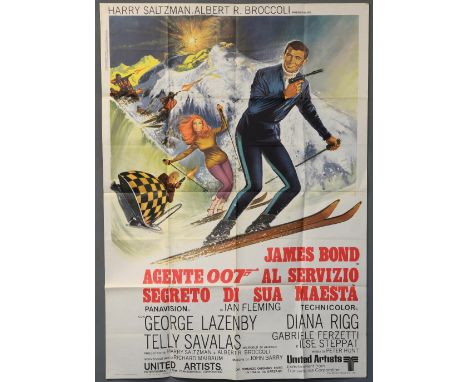 James Bond On Her Majesty's Secret Service (R-1970's) Italian 2 Foglio film poster, starring George Lazenby, United Artists, 