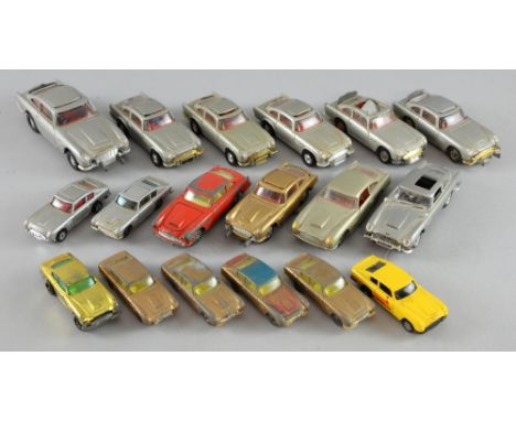 Aston Martin - Collection of unboxed & play worn toy cars including 7 x Corgi Aston Martin DB5, Solido DB5, Universal Hobbies
