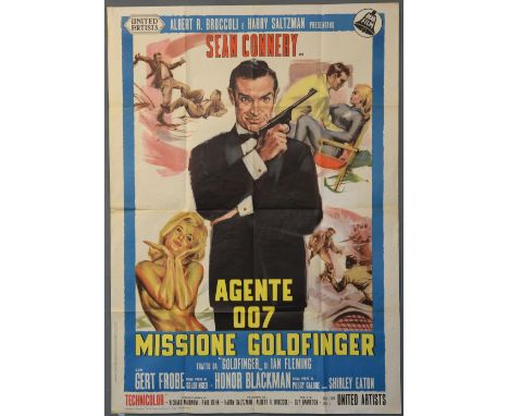 James Bond Goldfinger (R-1965) Italian Two Foglio film poster, with United Artists / Dear Film logo at top, starring Sean Con
