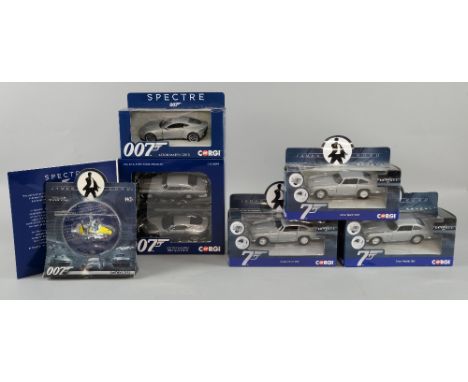 James Bond Corgi - Spectre Aston Martin DB5 and DB10 box set, Aston Martin DB10, Skyfall 3 x Aston Martin DB5, all 1:36, & a 