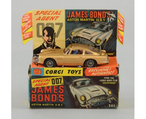 Corgi Toys No 261, James Bond's Aston Martin DB5 with inner tray, figures and special instructions, in original box 