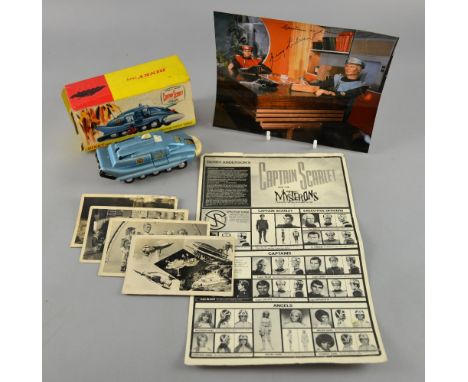 Gerry Anderson - A signed 10 x 8 inch colour photograph, Captain Scarlet & The Mysterons Illustrated Specification Sheet of P