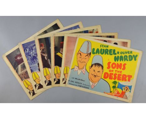 Sons of The Desert (R-1945) Set of 8 US Lobby cards including Title Card, starring Laurel & Hardy, Hal Roach Production, 11 x