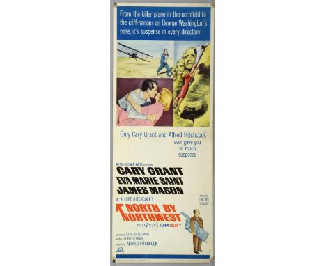 Alfred Hitchcock's North By Northwest (R-1966) US Insert film poster, starring Cary Grant & Eva Marie Saint & James Mason, MG
