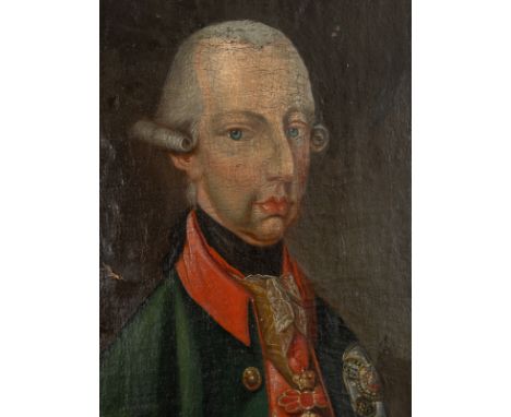 Unbekannter Künstler, 18.Jh.Öl auf Leinwand, doubliert auf Hartpappe. Seitenansicht Portrait "Friedrich der Große" (1712-1786