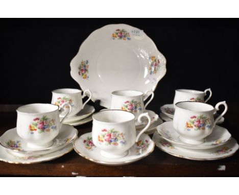 An early to mid 20th Century Royal Albert bone china afternoon tea set , six settings and sandwich plate, typical floral tran
