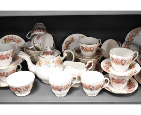 A Colclough bone china 'Wayside' partial tea service, comprising of tea pot, cups and saucers, milk jug, plates and bowls.