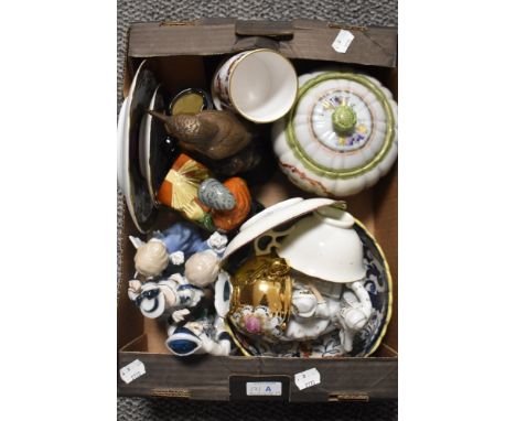 20th century ceramics including Belgian figure, Winston Churchill jug and Spode etc
