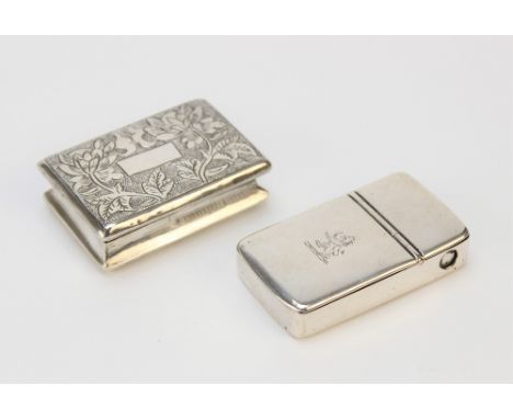 A Victorian/Edwardian silver snuff box, circa 1900, of rectangular form with chased floral decoration and vacant cartouche to