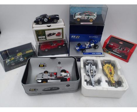Fly - Racer - Team Slot - Slot Classic - MRRC - Tecni Toys - SCX. Seven boxed slot cars appearing in excellent condition hous