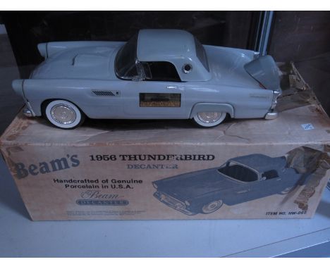 Beams Whisky in 1956 grey Thunderbird ceramic decanter, full, boxed   