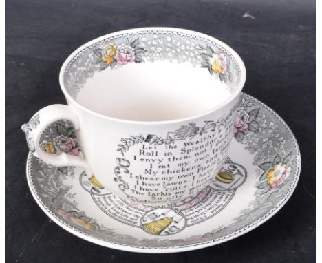 Adams ceramic, Staffordshire - A vintage 20th Century breakfast cup &amp; saucer. In God is our trust - The Farmers Arm. Stam