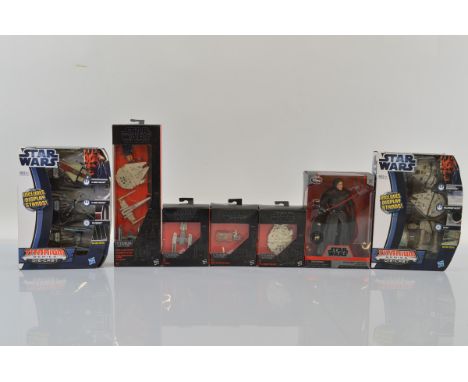 Six Star Wars Titanium Series diecast models and sets, together with an Elite Series Kylo Ren figure, all boxed (7)
