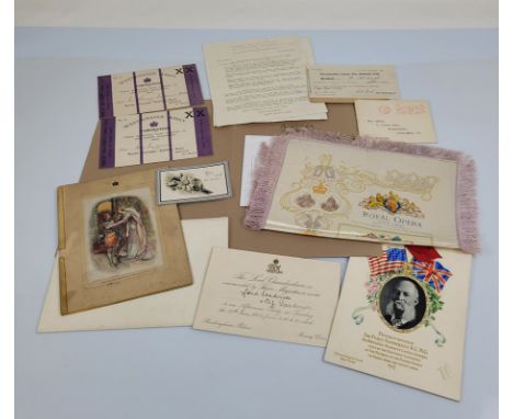 A collection of Royal memorabilia, including Coronation entry ticket for Edward VII and Queen Alexandra issued to Thomas Sand