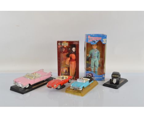 A Carlton Thunderbirds Supermarionette of Scott, together with a Star Wars Episode I #queen Amidala figure and four large sca