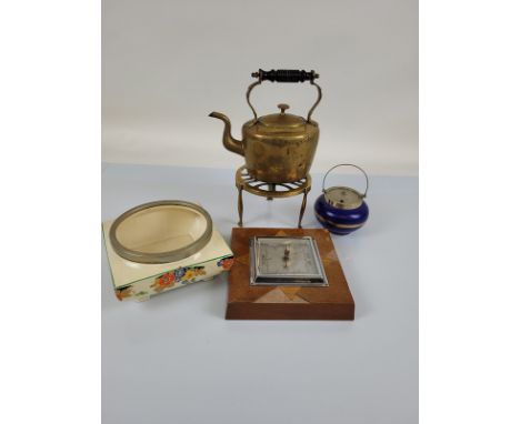 A collection of Art Deco ceramics, including a sugar bowl, fruit bowl and walnut veneered wall barometer (af) together with a