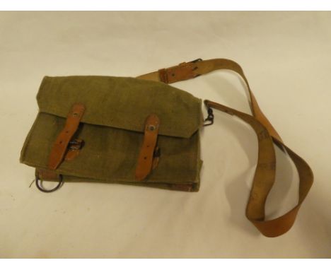 A Continental leather mounted canvas Military magazine ammunition pouch