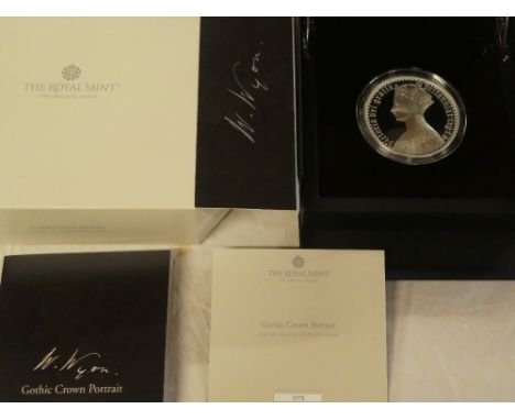 A 2021 Royal Mint 5oz silver proof coin - Gothic crown portrait, in original box