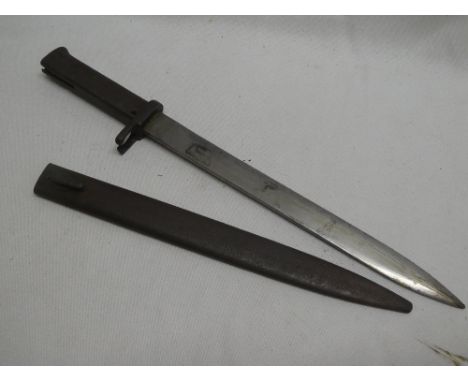 A German Ersatz all-steel bayonet with single edged blade in steel scabbard