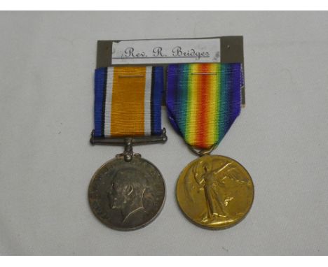 A First War pair of medals awarded to Rev. R. Bridges Army Chaplains Department
