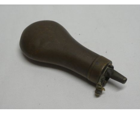 A 19th Century brass mounted copper pistol powder flask