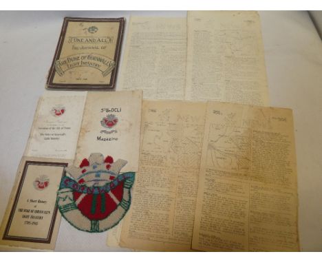 Various 43rd Wessex Division original news letters dated 1944, a short history of the Duke of Cornwall's Light Infantry 1702-