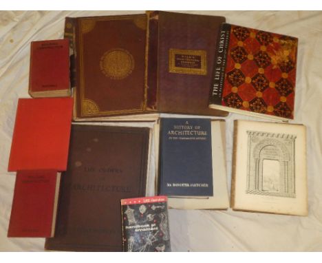 Architectural related volumes including Wild's Architectural Grandeur; Spires - The Orders of Architecture; Notes on Architec