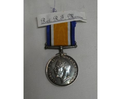 A British War medal awarded to Rev. R. F. Morson (Rev. Richard Frederick Morson, C of E; temporary Chaplain to the Forces 191