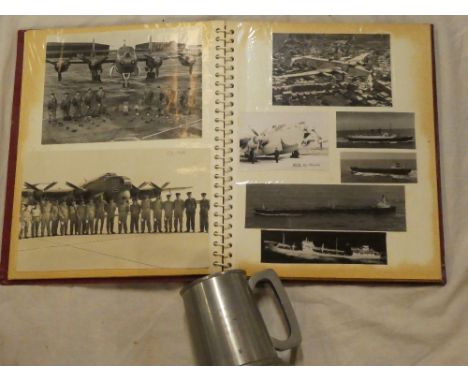 A pewter tankard engraved "F/S A P Button No. 206 Squadron July 1965" together with an album of photographs formerly the prop